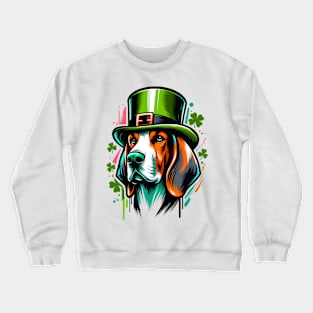 American English Coonhound in Saint Patrick's Day Spirit Crewneck Sweatshirt